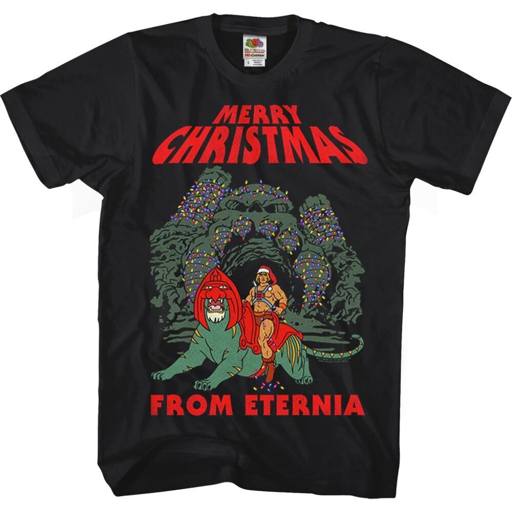 Merry Christmas From Eternia Retro 80s He-Man Holiday Fan Unisex T-Shirt 73